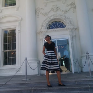 A Line Skirt, Size 2 , Black White Green, Medium